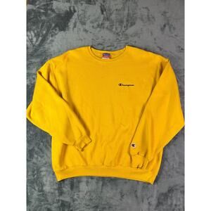 Vintage‎ Y2K Champion Sweatshirt XL Yellow Crewneck Logo Patch